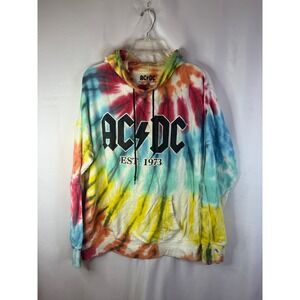 ACDC Y2K VINTAGE Tie Dye Hoodie Est 1973 Graphic Hoodie Sweatshirt